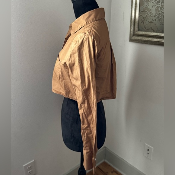 ZARA cropped poplin blouse long sleeves buttoned down Sz XS - Picture 6 of 9